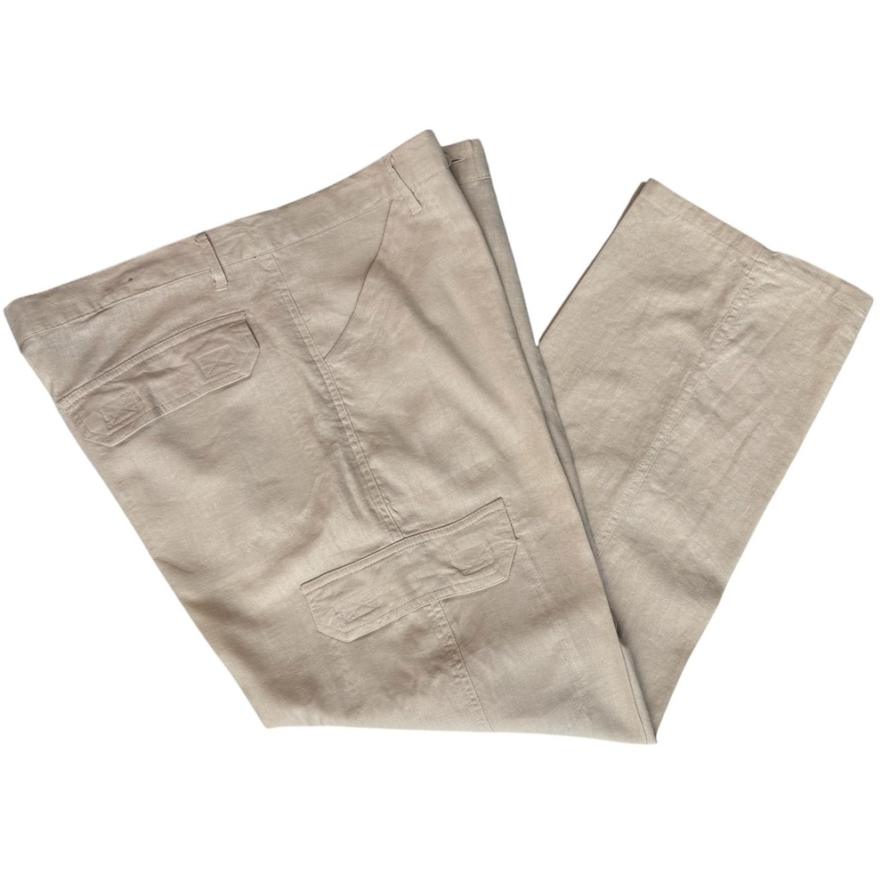 Mens Linen Cargo Slacks Pants 40x30 Cream Beach Vacation Resortwear Quiet Luxury - Picture 14 of 14